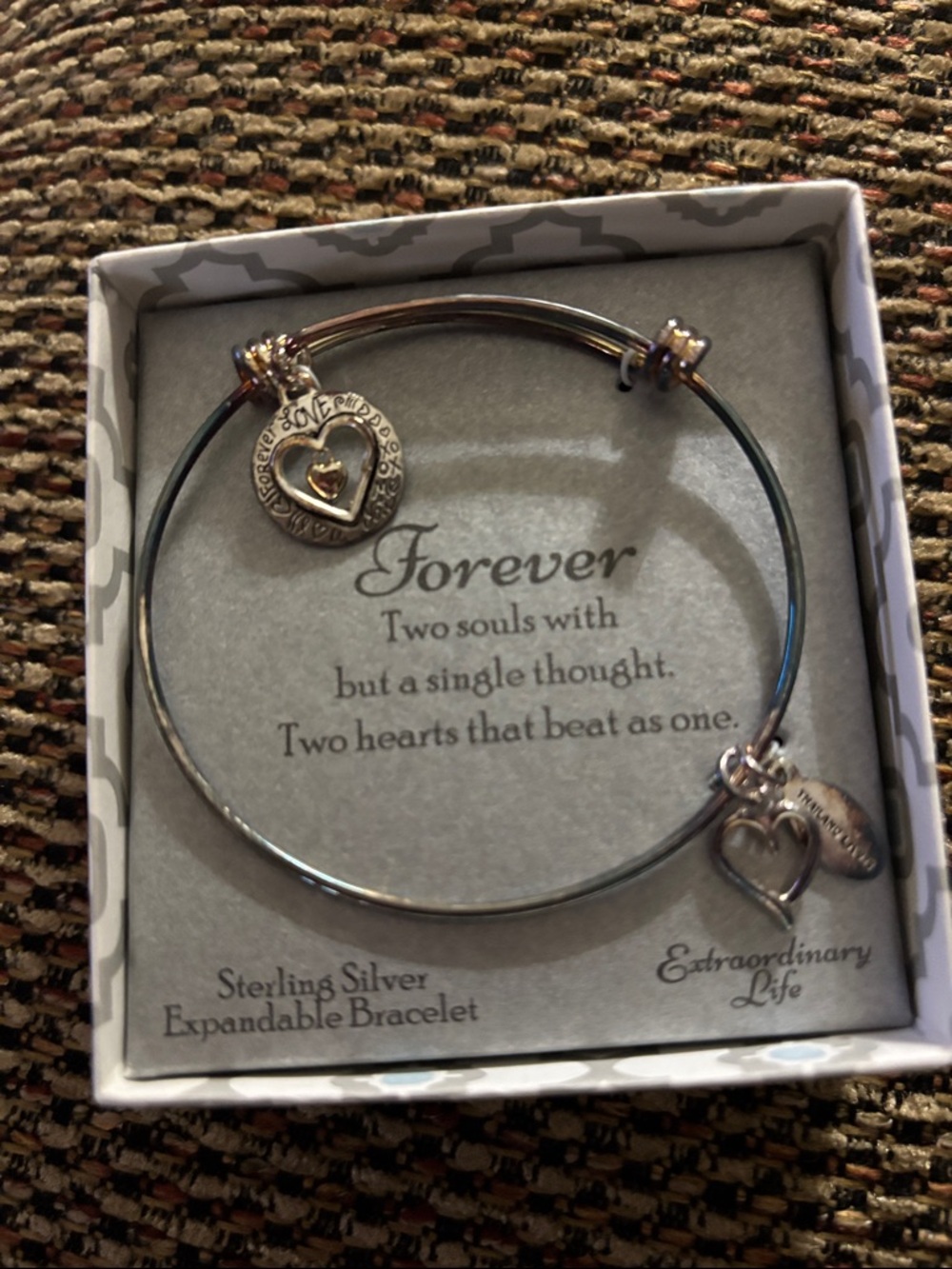 Forever Sterling Silver Heart Charm Expandable Bracelet